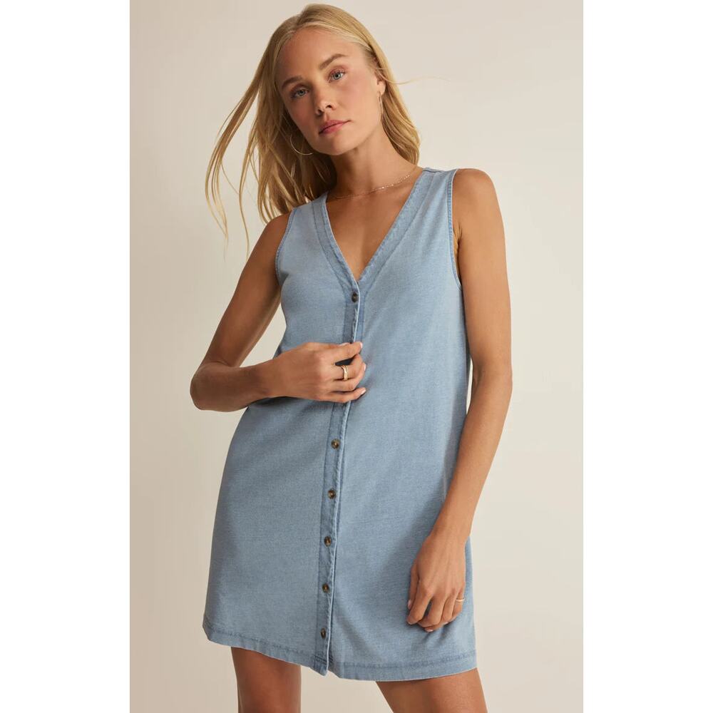 Z Supply Solace Jersey Denim Mini Dress - Ocean Air Indigo NWT VARIOUS SIZES